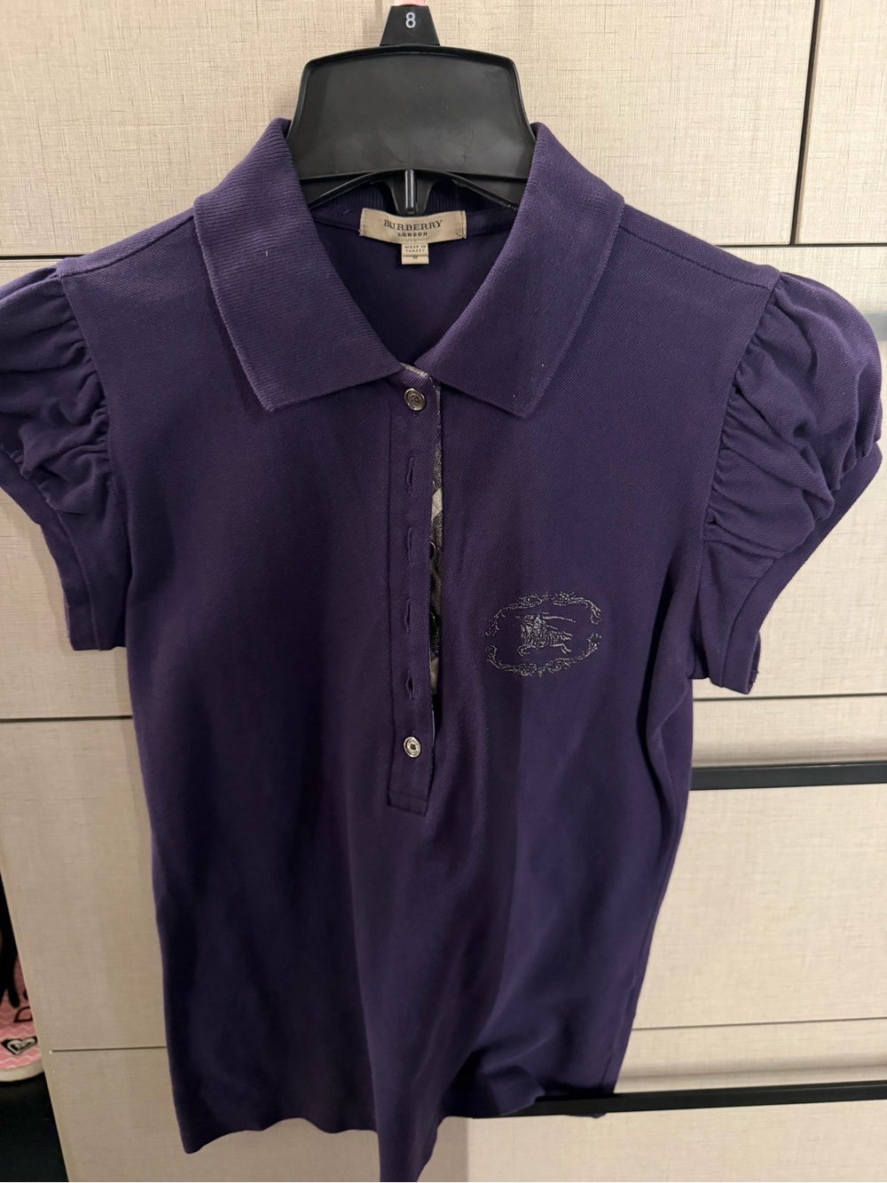 Burberry Purple Polo Shirt with Button Placket